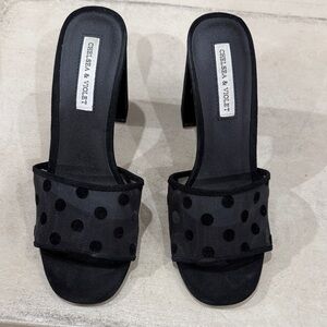 Chelsea & Violet Black Polka Dot Mules